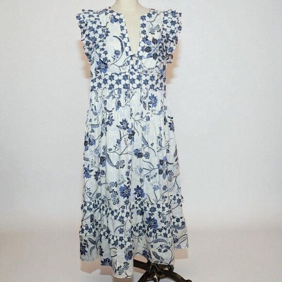 Mint Velvet Cottage Coastal Cowgirl Prairie Boho Cottage Ruffle Tier Midi Dress - Picture 2 of 10